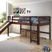 Kids Twin Solid Wood Mission Low Loft Bed in Cappuccino