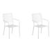 2 PACK Square Back White Metal Outdoor Patio Stackable Dining Chair For Commercial or Residential Use