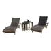 Noble House Salem Outdoor Brown Wicker 5-piece Adjustable Chaise Lounge Set