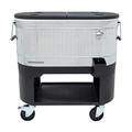 Permasteel 120-Qt Outdoor Rolling Patio Cooler in Galvanized Steel | 35.4 H x 35.7 W x 20.4 D in | Wayfair PS-216-GS