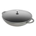 Staub Specialities 37 cm Cast iron Wok with glass lid graphite-grey