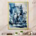 Ivy Bronx Kazimir Blue & Cream Whimsical Clay Vase I On Canvas Print Metal in Black/Blue/White | 32 H x 16 W x 1 D in | Wayfair