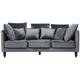 Modern Velvet Fabric Sofa 3 Seater Loose Pillows Back Grey Fenstad - Dark Wood