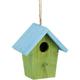 Colorful Deco Birdhouse, Wooden, Small Bird Feeder, Hanging Spring Decor, HxWxD: 16 x 15 x 8 cm, Green - Relaxdays