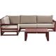 Right Hand Garden Corner Sofa Set Acacia Wood Mahogany Brown Timor ii - Dark Wood