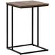 Modern Side End Table Dark Wood Black Metal Base Cantilever Living Room Troy - Black