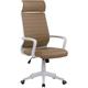 Beliani - Office Chair Swivel Brown Faux Leather Seat Backrest Home Study White Leader - Brown
