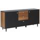 Modern Living Room Sideboard Cabinet 3 Drawers 2 Doors Black and Dark Wood Kuro - Dark Wood