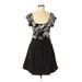 Express Casual Dress - A-Line Scoop Neck Short sleeves: Black Floral Dresses - Women's Size 6