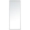 14-in W x 36-in H Metal Frame Rectangle Wall Mirror in Silver