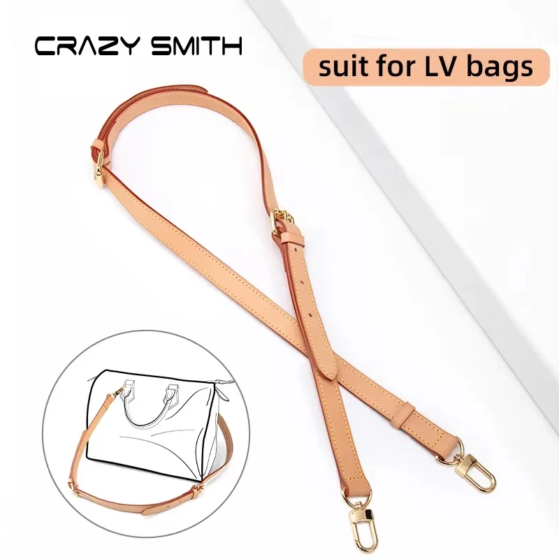 CRAZYSMITH Taschengurt für LV Speedy Schultergurte, 100 % echtes Leder, langer Ersatz, verstellbare Umhängetaschen, Taschenzubehör For LOUIS VUITTON