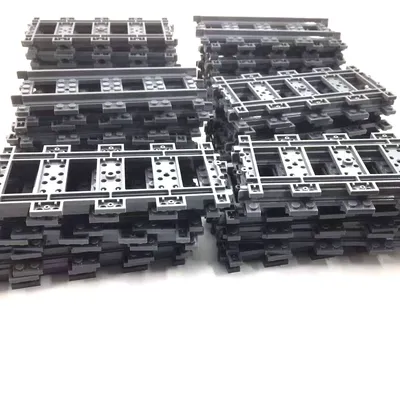 50 Teile/los Stadt Züge Zug Gleis Schiene Gerade Schienen Technische Bausteine Set Bricks Modell Image