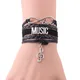 Infinity Love Letters ID Music Women Bracelet Stacks Note Charm Leather Wrap Bracelets & Bangles
