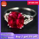 YANHUI Real Tibetan Silver 925 Ring with Created Square Ruby/Emerald Charm Women Party Wedding