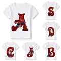 New Children T-Shirt Girl Boy Marvels SpiderMan Letter A-Z Kawaii Cartoons Clothes Kid Tee Shirts