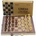 5Size Folding Wooden International Chess Set Backgammon Checkers Travel Chess Board Set Draughts