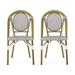 Christopher Knight Home Remi Outdoor French Bistro Chairs (Set of 2) by Gray + White + Bamboo Print Finish