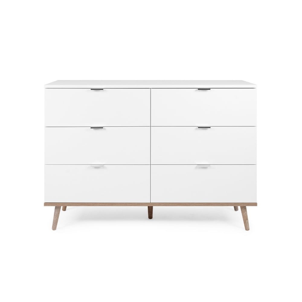 Commode 6 tiroirs L120 x H87 cm - Blanc