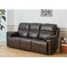 URlivingroom Brown Genuine Leather Power Recliner Sofa with Adjustable Headrest and USB USB C Type C Charger