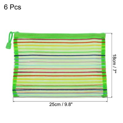 6 Pcs Mesh Zipper Pouches, A5 Colorful Document Bags Storage Organizer - 9.8 x 7 inch