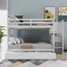 Full Over Full Bunk Bed with Trundle & Drawers, Solid Wood Bunk Bed with Staircase, Safety Guardrail for Kids Teens Adults,White