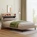 Merax Upholstered Platform Bed with Storage Headboard and USB Port