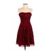 White House Black Market Cocktail Dress: Red Animal Print Dresses - Women's Size 0
