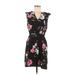 Old Navy Casual Dress - Mini V Neck Sleeveless: Black Floral Dresses - Women's Size Medium