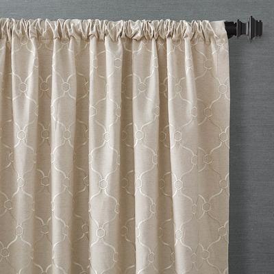 Theodore Embroidered Curtain Panel - Linen, 48