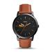 Men's Fossil Black/Brown Pace University Setters Minimalist Slim Light Brown Leather Watch