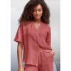 Pyjamaoberteil S.OLIVER, Damen, Gr. 32, rot (rostrot), Obermaterial: 100% Baumwolle, unifarben, casual, bequem hüftlang, V-Ausschnitt, Kurzarm weit leicht ausgefranste Kante, Shirts, aus gewebtem Musselinstoff