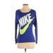 Nike Active T-Shirt: Blue Solid Activewear - Women's Size X-Small