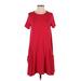 ASOS Casual Dress - DropWaist Crew Neck Short sleeves: Red Print Dresses - Women's Size 4