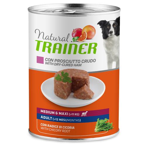 12 x 400 g Natural Trainer Medium & Maxi Adult Schinken Nassfutter Hund