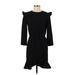 Ali & Jay Casual Dress - Wrap Crew Neck 3/4 sleeves: Black Print Dresses - Women's Size Small