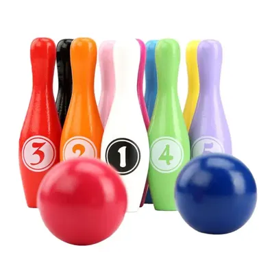 Jeu de bowling en bois pour enfants 10 broches 2 balles sports d'intérieur pour la famille 12