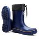 Foinledr Men's Wellington Boots, Half Height Rain Boots, Rubber Boots, Men's Waterproof Rain Boots, Garden Boots, Breathable Wellington Boots, Waterproof Fishing Boots, Blue / Orange, 9 UK