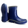 Foinledr Men's Wellington Boots, Half Height Rain Boots, Lined Rubber Boots, Men's Waterproof Rain Boots, Garden Boots, Breathable Wellington Boots, Blue Yellow No Drawstrings, 7 UK