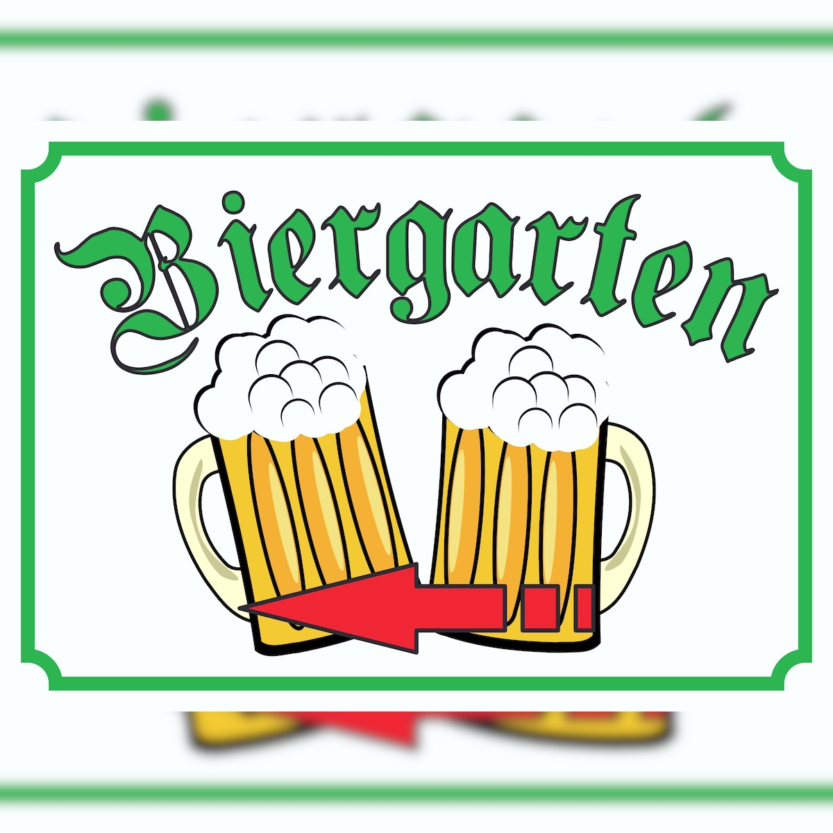 Biergarten Schild Pfeil links A2 Rückseite selbstklebend Image
