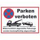 Parken verboten Widerrechtlich abgestellte Fahrzeuge werden kostenpflichtig abgeschleppt Schild A0 Rückseite selbstklebend