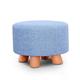 XBCDX 4-Leg Solid Wood Pouffe Footstool, Round Ottoman Fabric Foot Stool Living Room Sofa Footstool Office Balcony Shoe Changing Stool,Blue