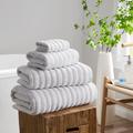 DUSK Monaco Plush Ribbed Cotton Towel Collection - Light Grey - Bath Towel