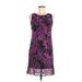 AGB Casual Dress - Shift Crew Neck Sleeveless: Purple Floral Dresses - Women's Size 6 Petite