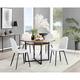 Furniture Box Adley Brown Wood Storage Dining Table and 4 White Corona Black Leg Chairs