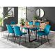 Furniture Box Kylo Brown Wood Effect Dining Table and 6 Blue Pesaro Black Leg Chairs