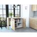 Kitchen Island Cart with Wood Drop Leaf Breakfast Bar