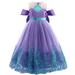 HAPIMO Girls s Party Gown Birthday Dress Sea Sequin Pearl Relaxed Comfy Mesh Swing Hem Holiday Princess Dress Lovely Cold Shoulder Sleeve Round Neck Cute Purple 4-5 Years