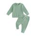GXFC Infant Boys Fall Outfits Newborn Boys Long Sleeve Ribbed Sweatshirt and Elastic Long Pants Casual 2 Piece Autumn Set Clothing for Toddler Baby Boys 0-24M