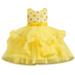 HAPIMO Girls s Party Gown Birthday Dress Lace Flower Bowknot Lovely Holiday Relaxed Comfy Round Neck Mesh Tiered Swing Hem Cute Princess Dress Sleeveless Yellow 6-7 Years