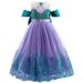 HAPIMO Girls s Party Gown Birthday Dress Sea Sequin Pearl Relaxed Comfy Mesh Swing Hem Holiday Princess Dress Lovely Cold Shoulder Sleeve Round Neck Cute Multicolor 4-5 Years